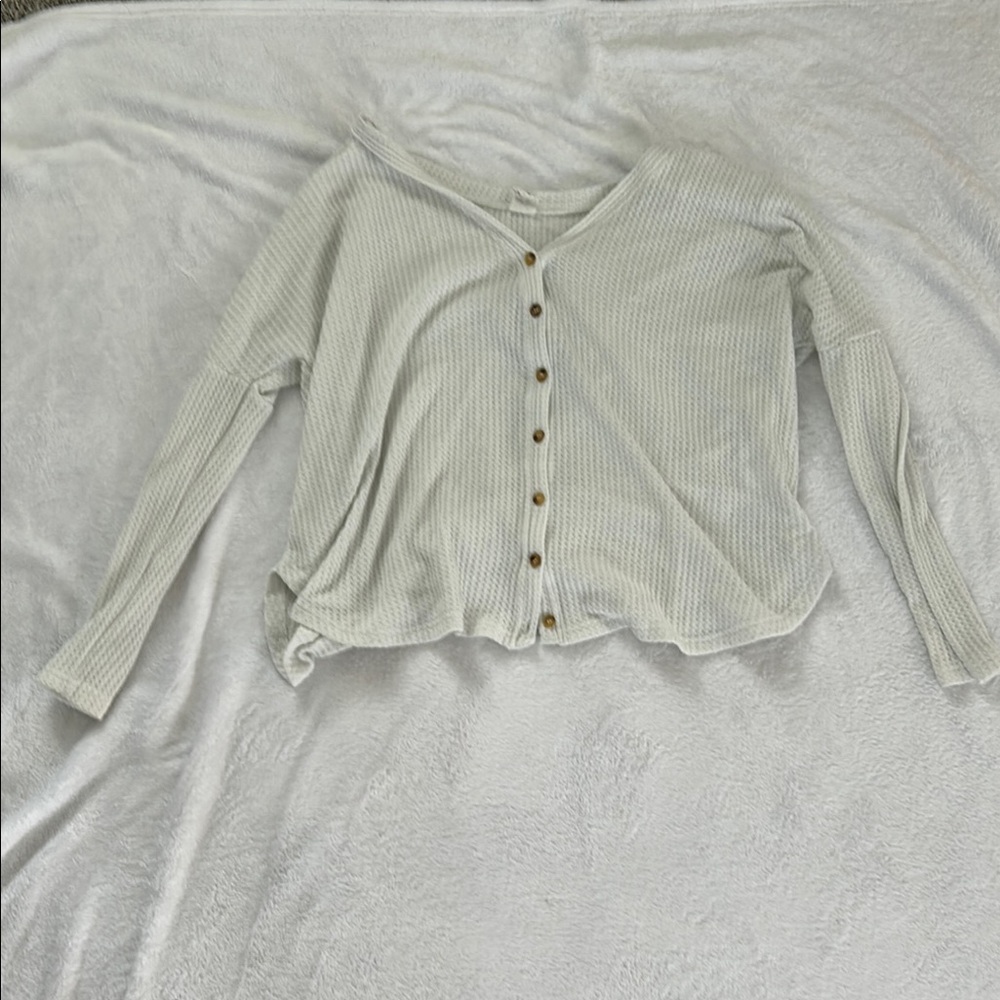 FLAWLESS Cream Button Down Shirt with Tie Front
